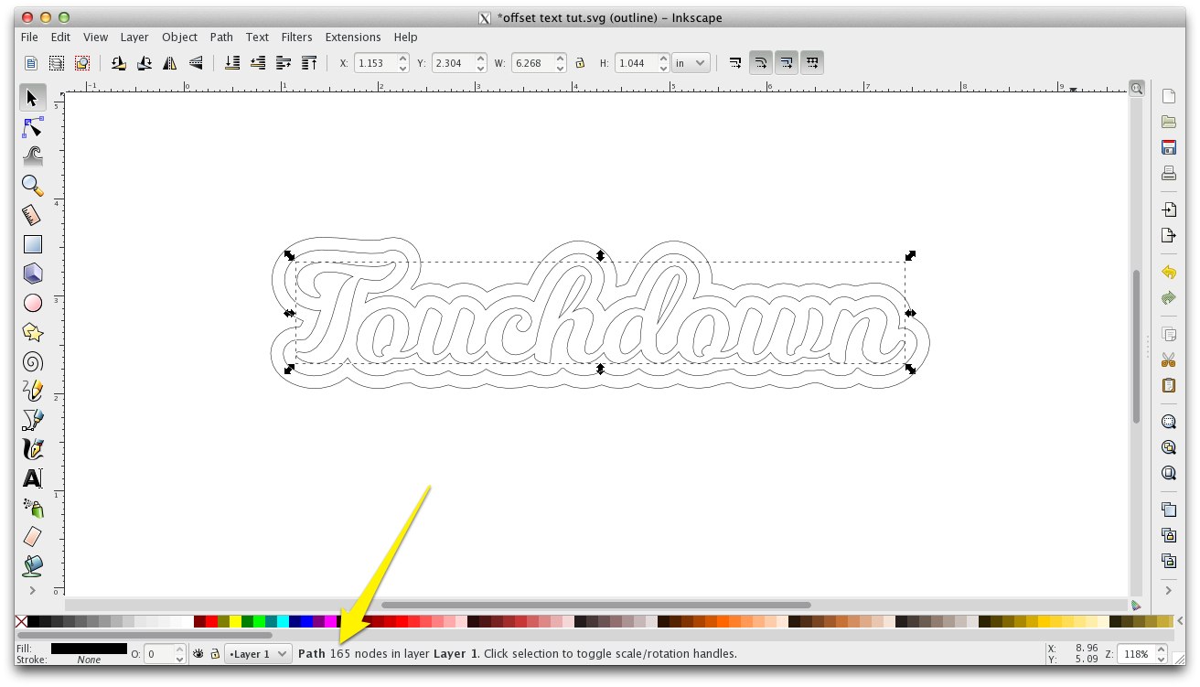 simplest offset text in inkscape