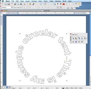 Using MSWord to generate circular text for cutting