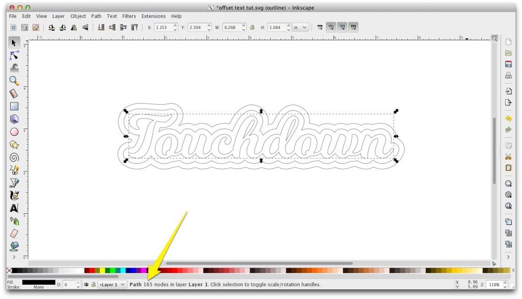 how to offset text in inkscape